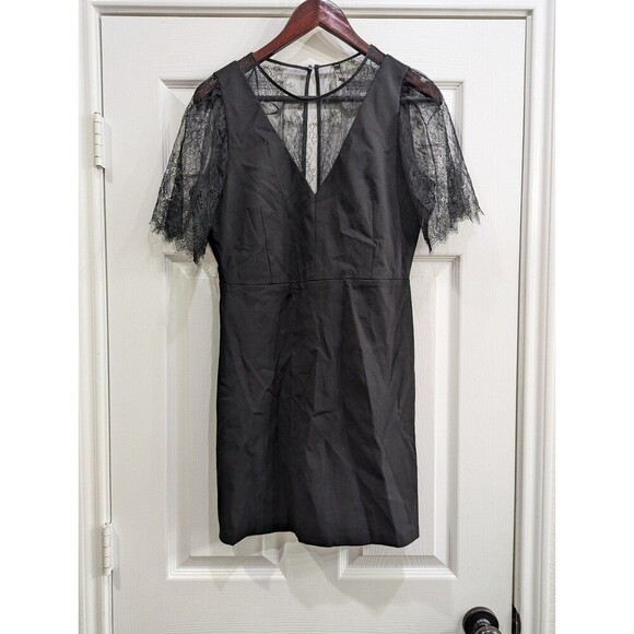 Zara TRF Collection Lace Accent Black Dress with Open Back, Size Large - Picture 1 of 2